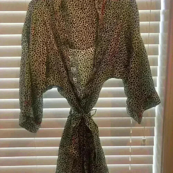 Animal Leopard Print Bath Robe Pink Trim size XL - Picture 9 of 9